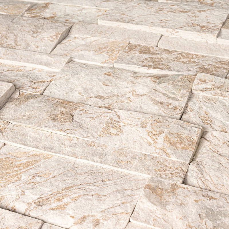 MSI XL Rockmount Royal White Splitface Ledger Panel Quartzite Wall Tile 9"x24"