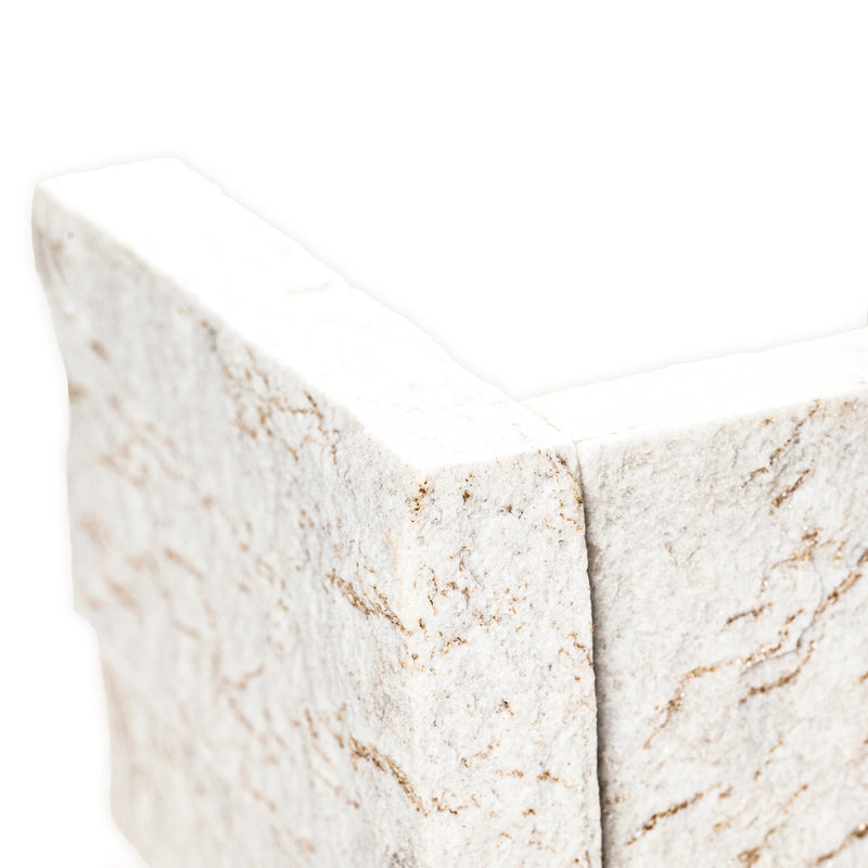 MSI XL Rockmount Royal White Splitface Quartzite Ledger Panel Corner 9"x18"