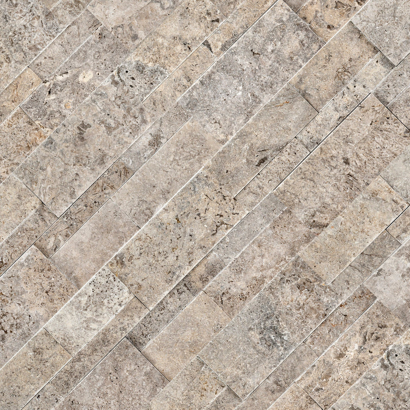 MSI XL Rockmount Silver Travertine Splitface Ledger Panel Travertine Wall Tile 9"x24", photo 3 of 6