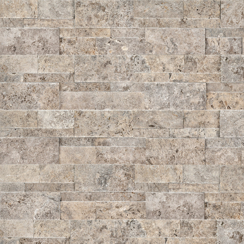 MSI XL Rockmount Silver Travertine Splitface Ledger Panel Travertine Wall Tile 9"x24", photo 4 of 6