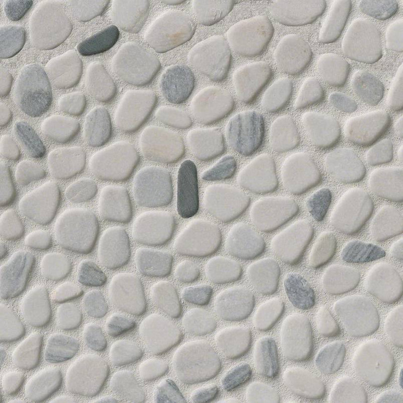 MSI Black And White Pebbles Tumbled Marble Backsplash Mosaic Tile 11.42"x11.42" - Rio Lago Collection