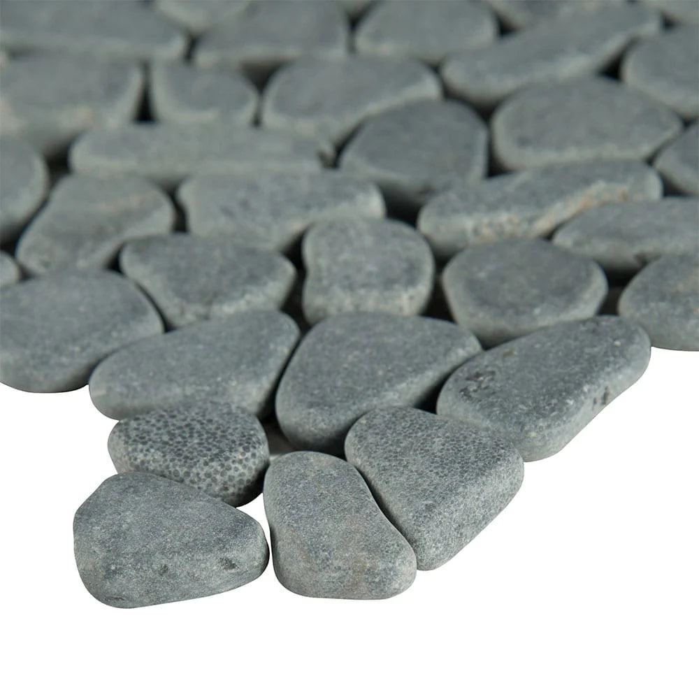 MSI Black Pebbles Tumbled Marble Backsplash Mosaic Tile 11.42"x11.42" - Rio Lago Collection, photo 3 of 3