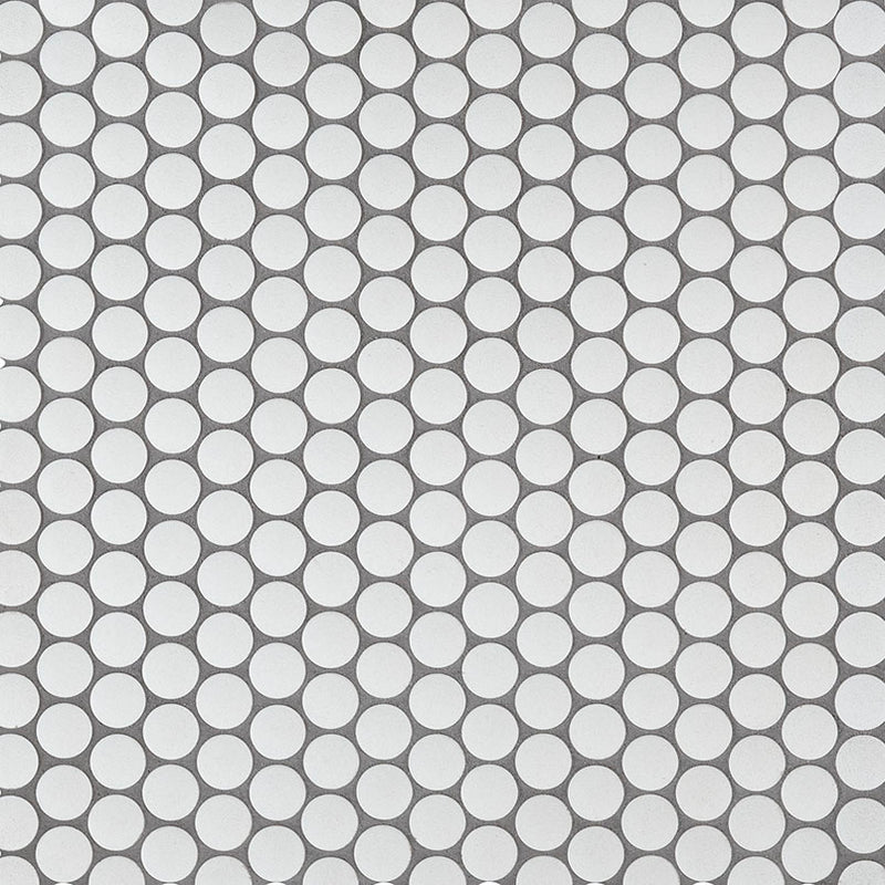 MSI Bianco White Penny Round Porcelain Mosaic Tile - Domino Collection
