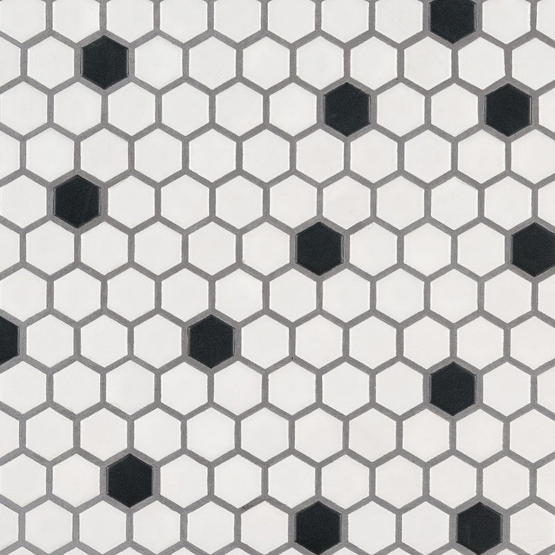 MSI Black & White Hexagon Anti-Slip Porcelain Mosaic Tile - Domino Collection