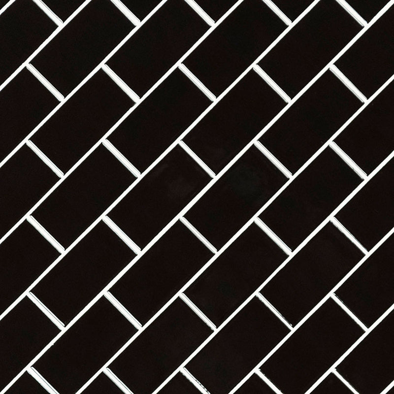 MSI Black Porcelain Mosaic Subway Tile - Domino Collection