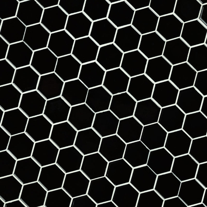 MSI Black Hexagon Porcelain Mosaic Tile - Domino Collection