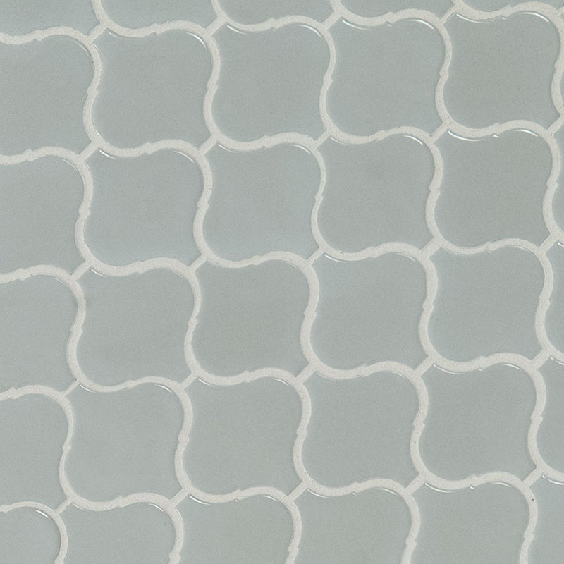 MSI Gray Glossy Arabesque Porcelain Backsplash Mosaic Tile - Domino Collection