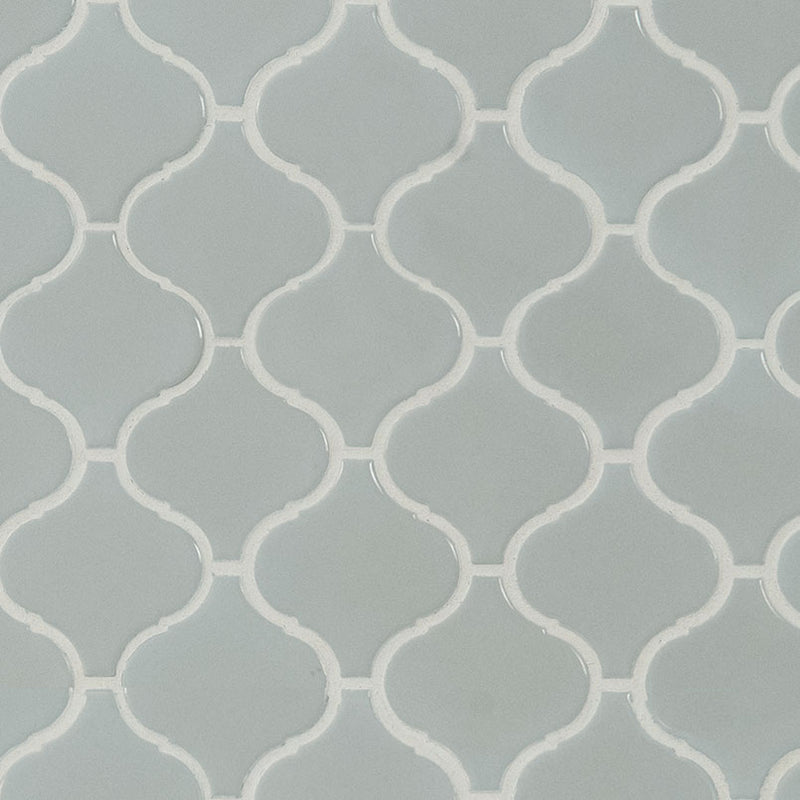 MSI Gray Glossy Arabesque Porcelain Backsplash Mosaic Tile - Domino Collection