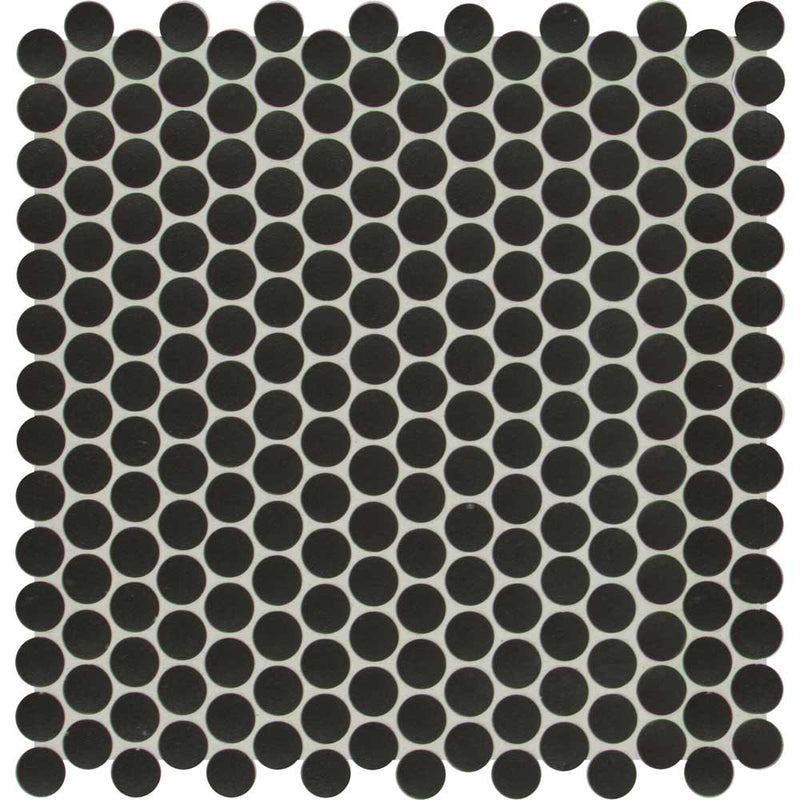 MSI Nero Penny Round Porcelain Mosaic Tile - Domino Collection