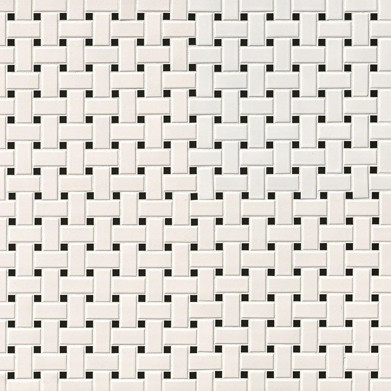 MSI White & Black Matte Basketweave Porcelain Mosaic Tile - Domino Collection