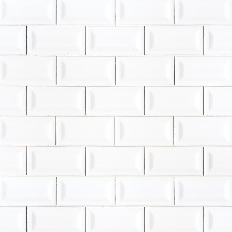 MSI White Glossy Ceramic Subway Tile - Domino Collection