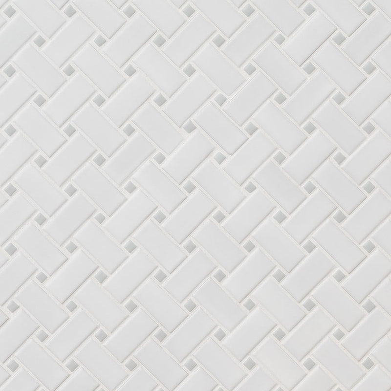 MSI White & Gray Matte Basketweave Porcelain Mosaic Tile - Domino Collection