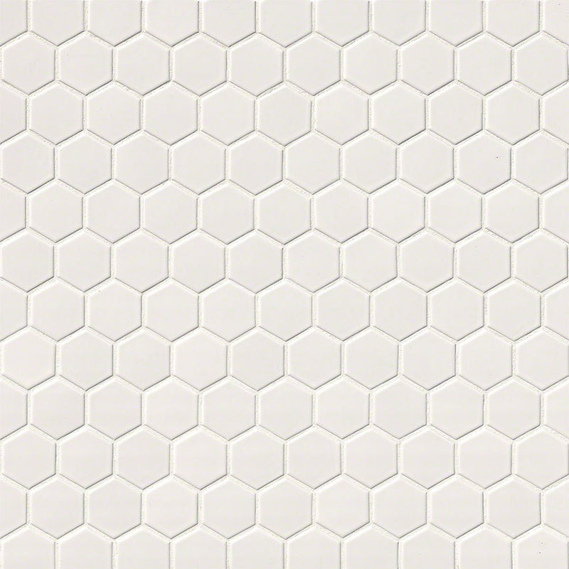 MSI White Hexagon Porcelain Mosaic Tile - Domino Collection