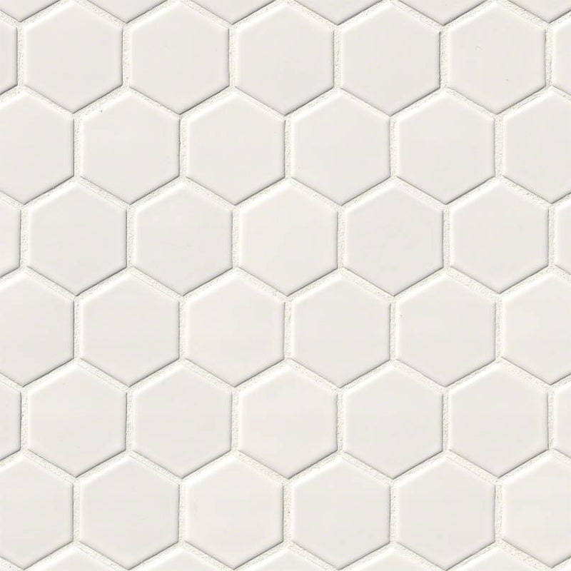 MSI White Hexagon Porcelain Mosaic Tile - Domino Collection