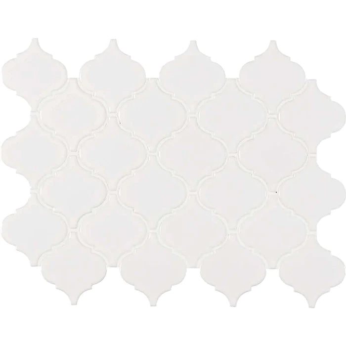 MSI White Arabesque Porcelain Backsplash Mosaic Tile - Domino Collection