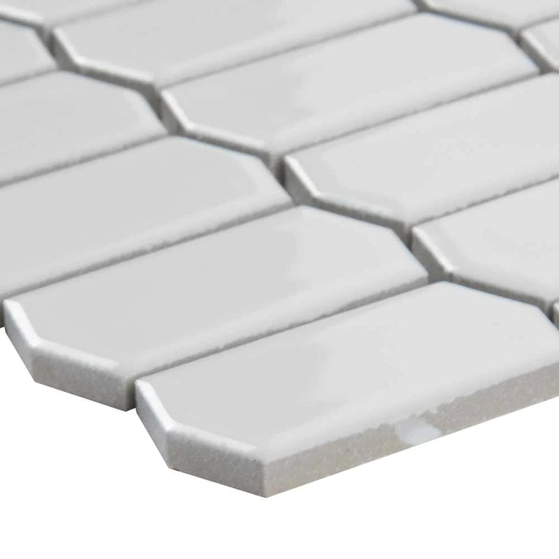 MSI White Picket Glossy Porcelain Backsplash Mosaic Tile - Domino Collection