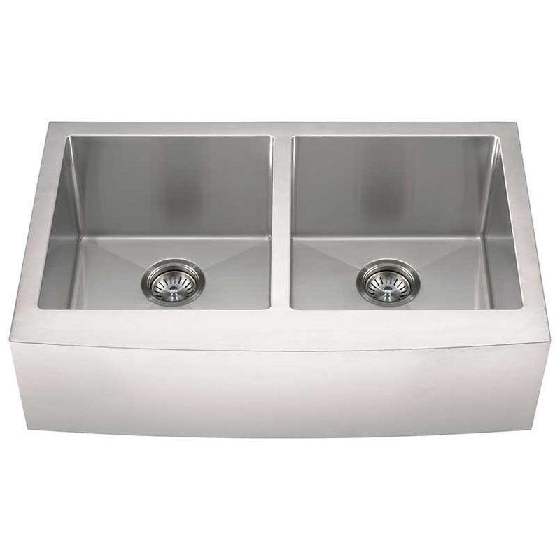 MSI doublebowl hand crafted stainless steel farmhouse sink SIN 16 DBWL WEL 5050 3321FSAF front view