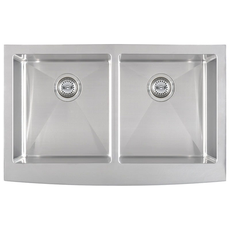 MSI doublebowl hand crafted stainless steel farmhouse sink SIN 16 DBWL WEL 5050 3321FSAF top view