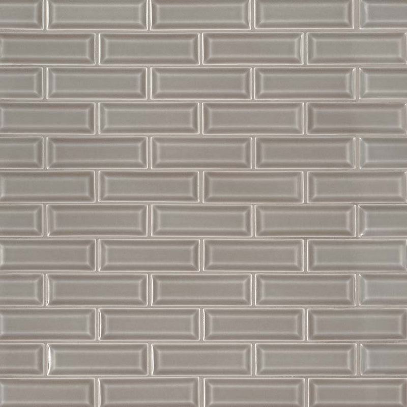 MSI Dove Grey Beveled Polished Ceramic Mosaic Wall Tile 2"x6"