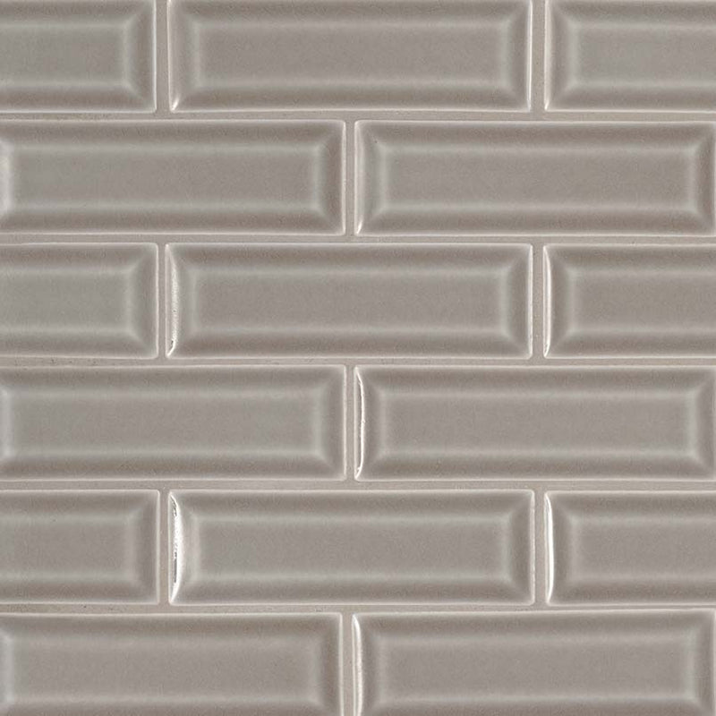 MSI Dove Grey Beveled Polished Ceramic Mosaic Wall Tile 2"x6"