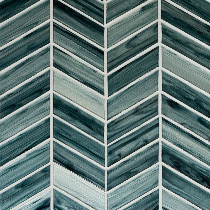 MSI Midnight Blue Ombre Chevron Glass Mosaic Tile 10.24"x11.34"