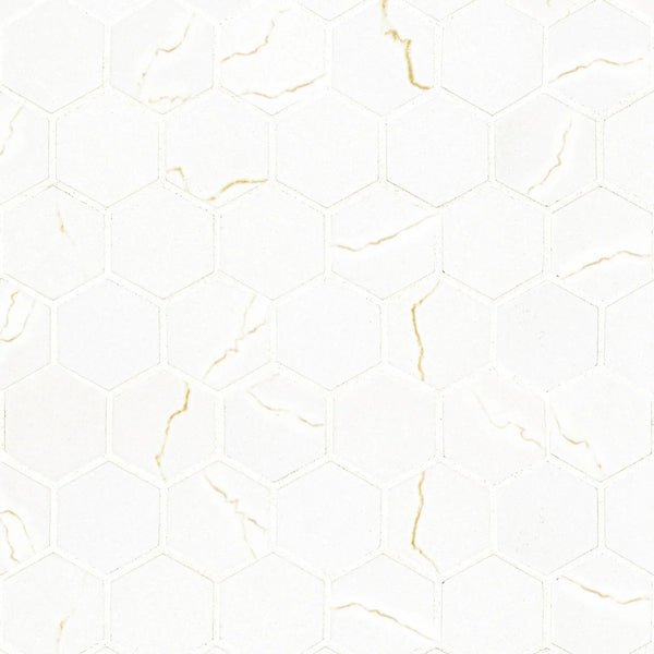 MSI Miraggio Gold Hexagon Matte Mosaic Porcelain Wall and Floor Tile 2"x2" - Praia Collection, photo 2 of 4