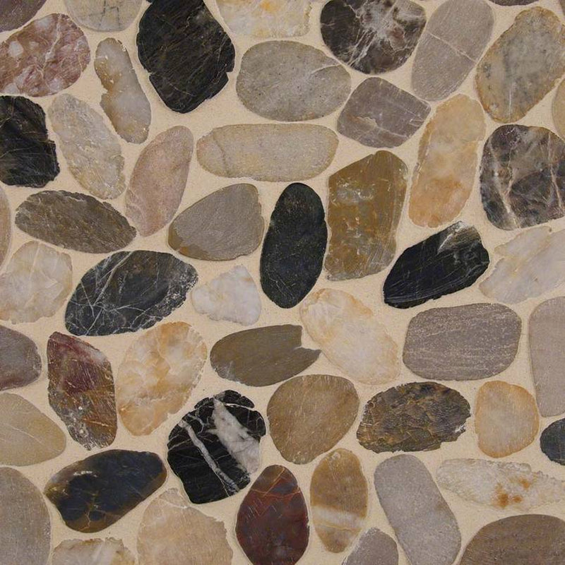 MSI River Pebbles Tumbled Quartzite Backsplash Mosaic Tile 12"x12.2" - Rio Lago Collection