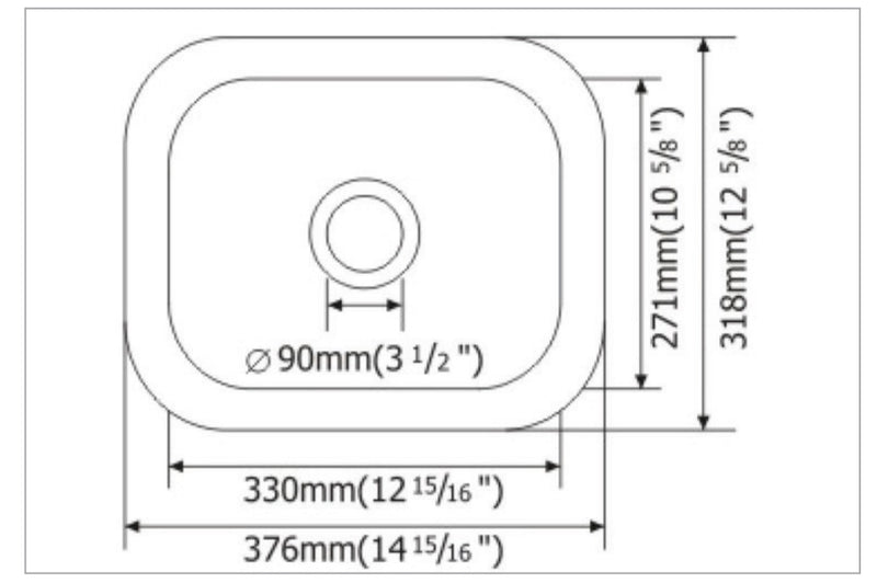 MSI singlebowl stainless steel sink SIN 18 SINBWL 1210 draw