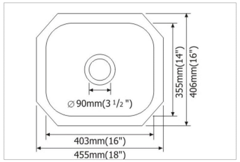 MSI singlebowl stainless steel sink SIN 18 SINBWL 1618 draw