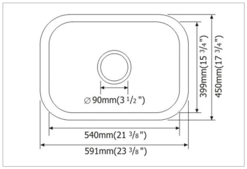 MSI singlebowl stainless steel sink SIN 18 SINBWL 2318 draw