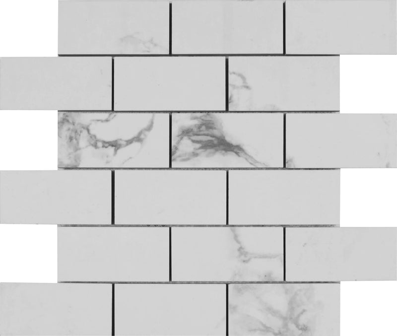 MSI Statuario Porcelain Mosaic Wall and Floor Tile 2"x4" - Pietra Collection