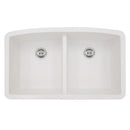 MSI white quartz doublebowl sink SIN QTZ DBLBWL 5050 3219 WHT top view