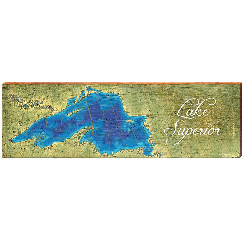 Lake Superior Map Great Lakes Wooden Sign | Wall Art Print on Real Wood