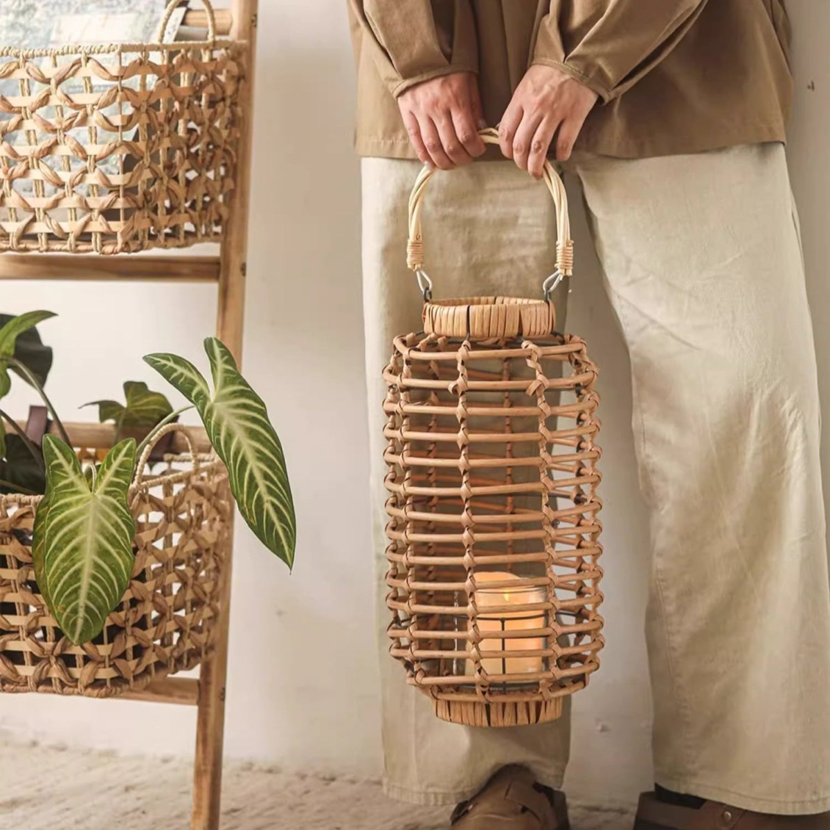 Decorative Bamboo Woven Lantern Holder, photo 4 of 8