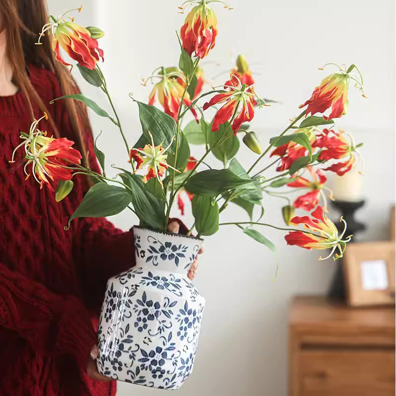 Faux Fire Lily Stem 31.9" Tall, photo 3 of 9