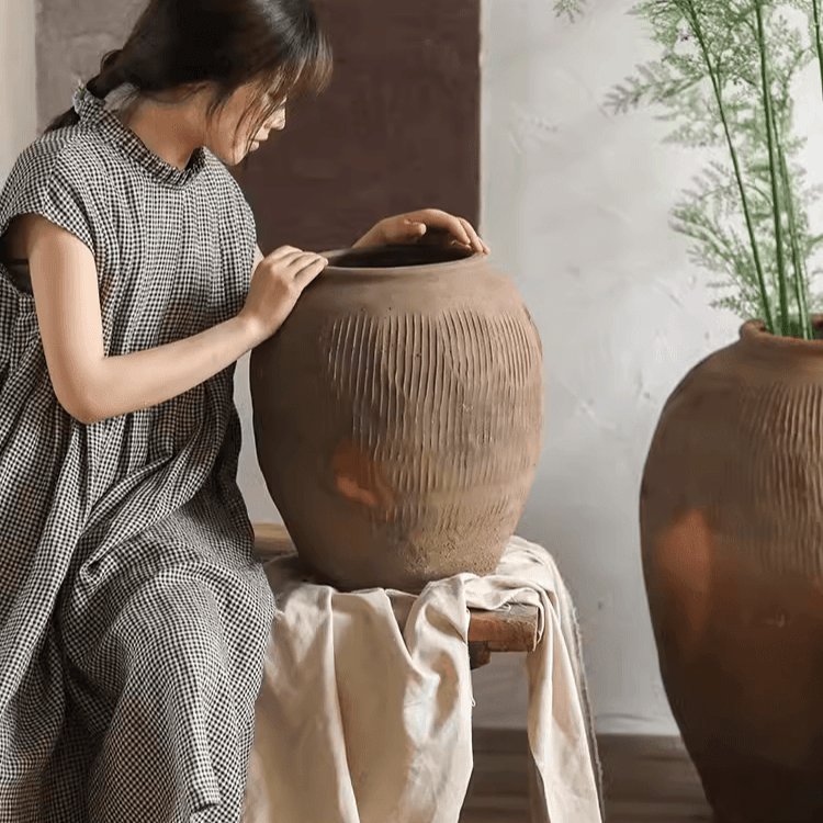 Round Earthenware Brown Pot, photo 4 of 13
