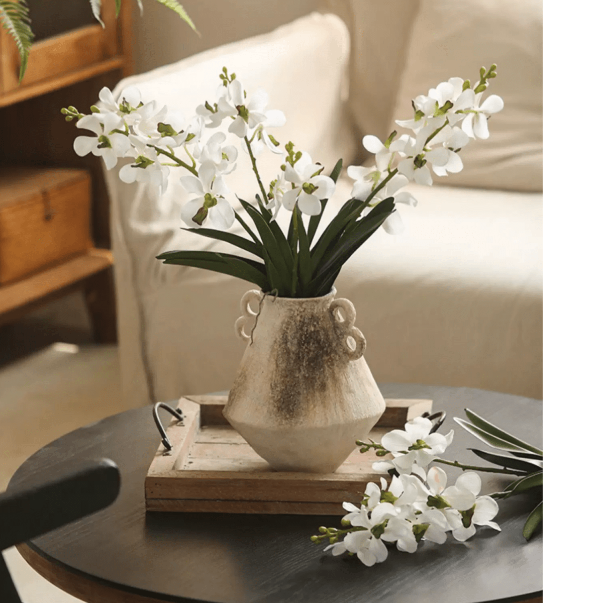 Faux Vanda Orchid Stem 24" Tall, photo 2 of 9