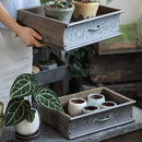 Rustic Wood and Metal Garden Tray Planter