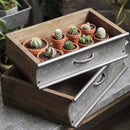 Rustic Wood and Metal Garden Tray Planter
