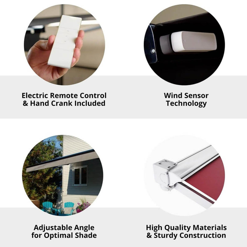 Multiple Awnings Brasilia Europa Premium Outdoor Electric Retractable Sun Shade Awning With White Frame (SAK63824)