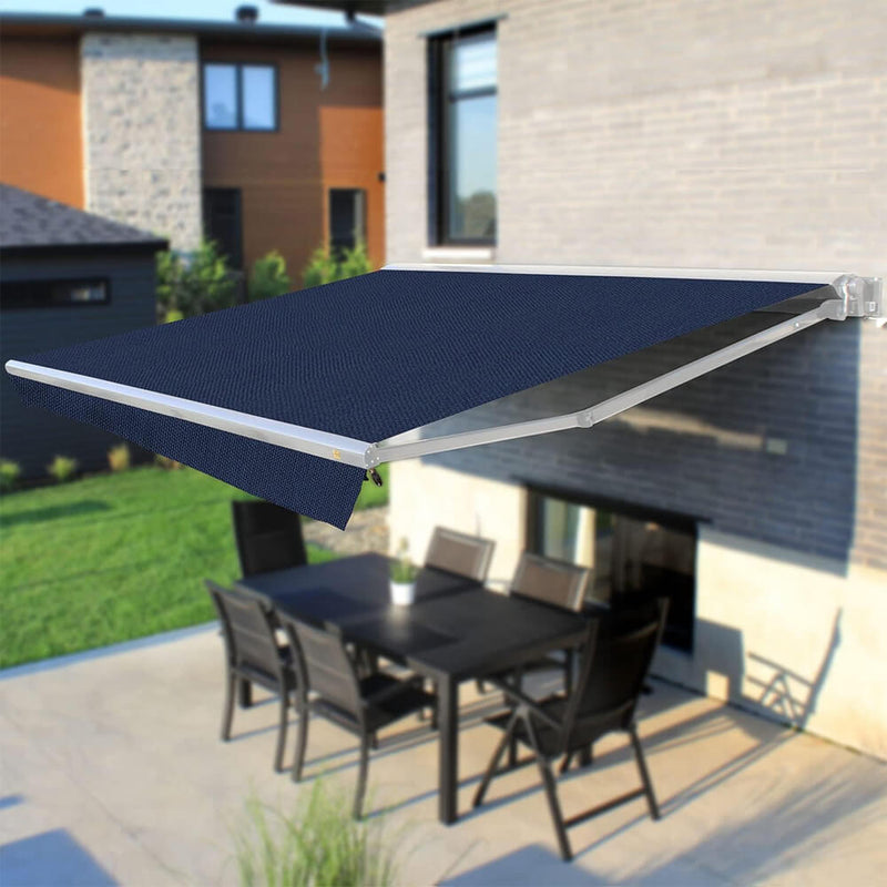 Multiple Awnings Brasilia Europa Premium Outdoor Manual Retractable Sun Shade Awning With White Frame (SAK93514)