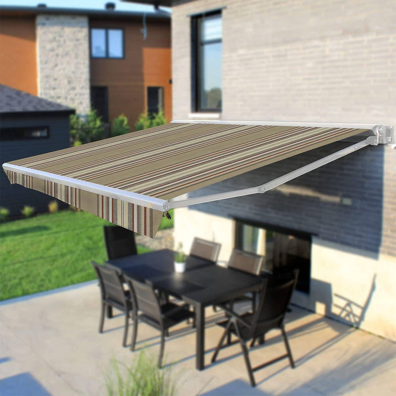 Multiple Awnings Brasilia Europa Premium Outdoor Manual Retractable Sun Shade Awning With White Frame (SAK93514)