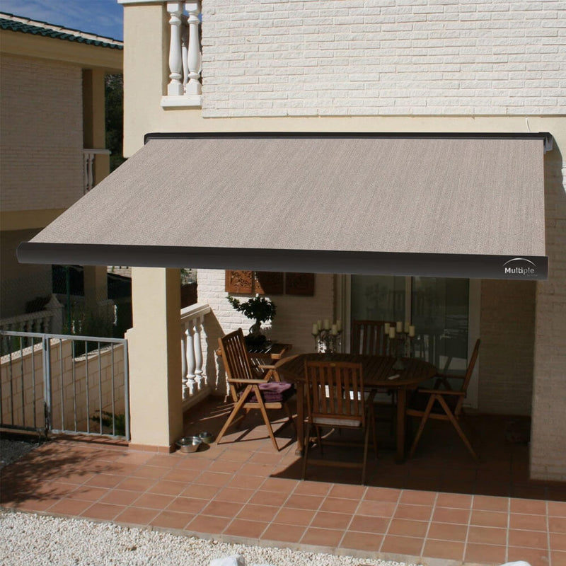 Multiple Awnings Brasilia Slim Premium Full Cassette Manual Retractable Sun Shade Awning With Black Frame (SAK91420)