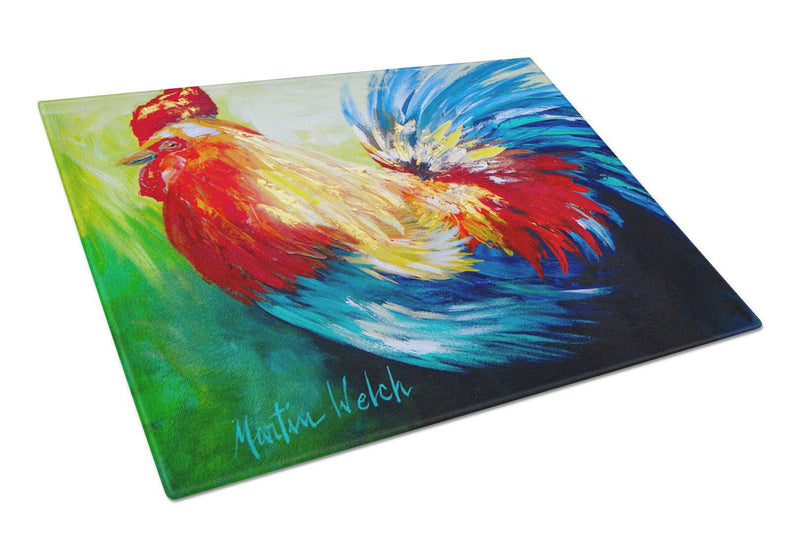 Bird - Rooster Chief Big Feathers Glass Cutting Board Large