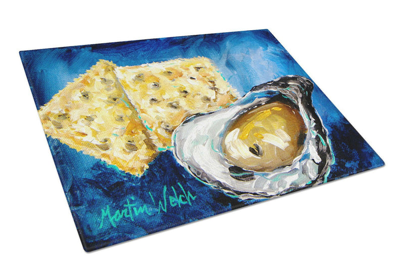 Oysters Two Crackers Glass Cutting Board Large