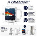 Fish - Red Fish Red for Jarett Ceramic Coffee Mug 15 oz Decorative Large C Handle Mug Cup for Tea, Cocoa Hot Chocolate