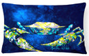 Crab Blue Decorative Throw Pillow 12x16 Indoor Outdoor Accent Cushion, Fabric Cover with Insert for Sofa, Bed, Porch & Living Room