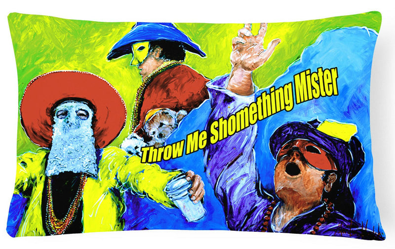 Mardi Gras Throw me something mister   Canvas Fabric Decorative Pillow