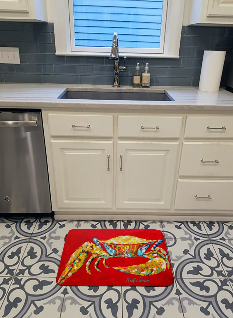 Crab Blue on Red, Sr Machine Washable Memory Foam Mat MW1116RUG