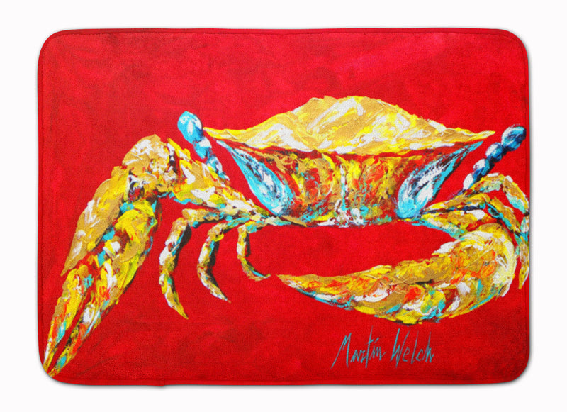 Crab Blue on Red, Sr Machine Washable Memory Foam Mat MW1116RUG